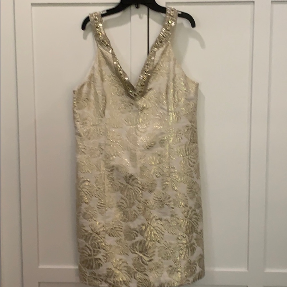 Lilly Pulitzer Valli Shift Dress, Size 12. Gold.